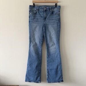 American Eagle Kick Boot Jeans Womens 12 Long Medium Wash Stretch Western